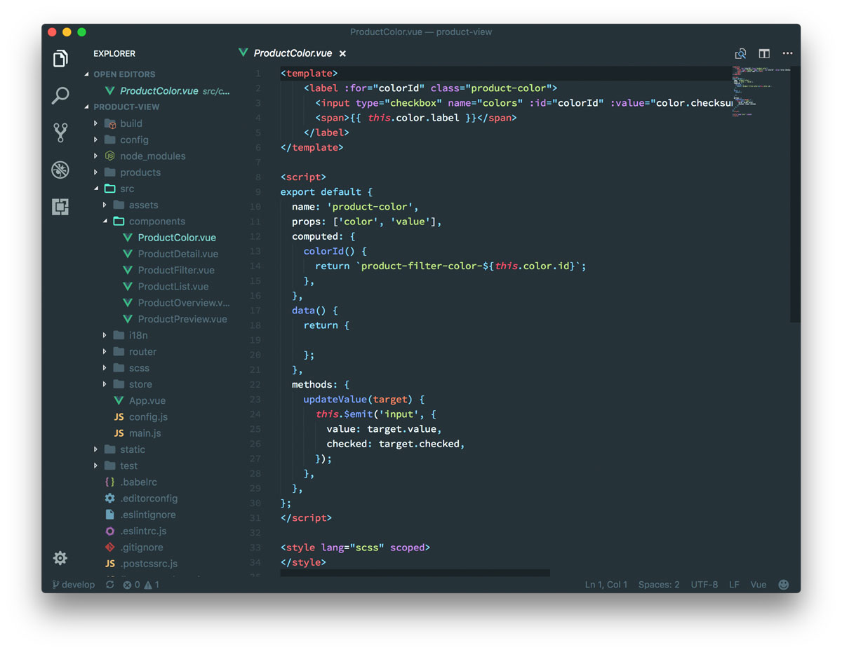 Visual Studio Code with Dark+ Theme and Source Code Pro font